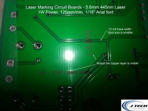 1W 5_6mm 445nm Laser Marking Circuit Boards copper trace and width