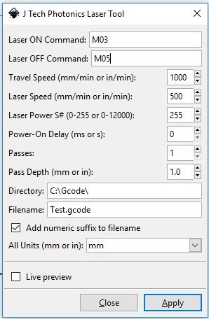 Laser Power Chart