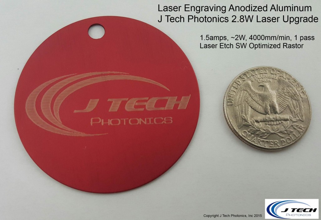 Laser Engraved Anodized Aluminum Tag - J Tech 2_8W laser Upgrade