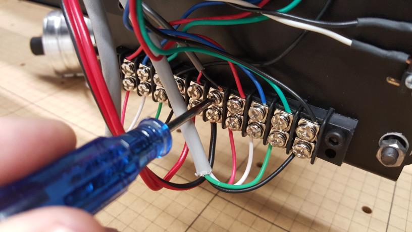 11 connect the laser driver input cord to the spindle terminals on the block sm