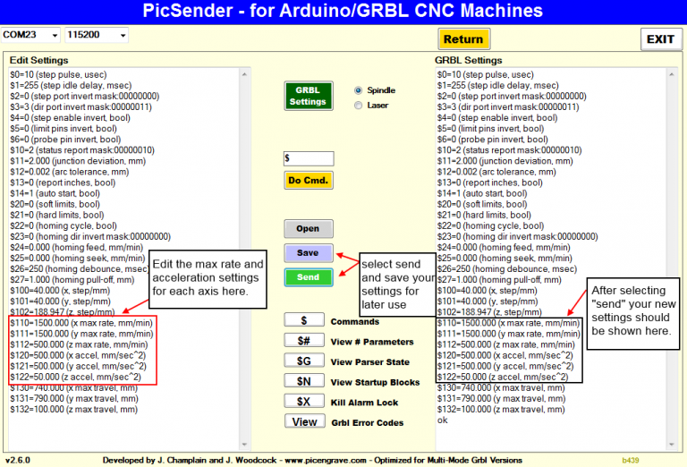 Grbl Settings | J Tech Photonics, Inc.