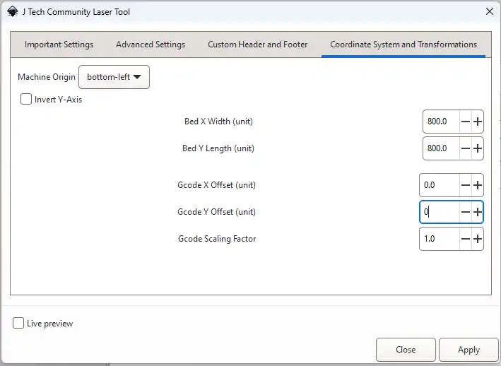 Inkscape Laser Plugin Coordinate System